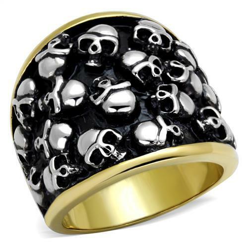 Mens gold skull ring stainless