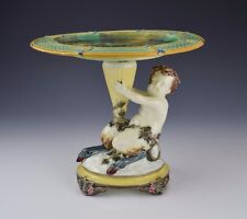 Wedgwood Victorian Majolica Satyr Comport Tazza  Faun Boy c.1880