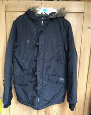 Brave Soul Noel Black Hooded Parka Coat Outdoor Edition MEDIUM Immaculate