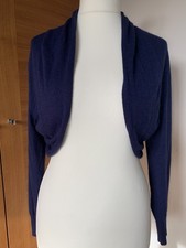 Alexon Shrug Navy Blue Long Sleeve Viscose Angora Stand Up Collar UK L