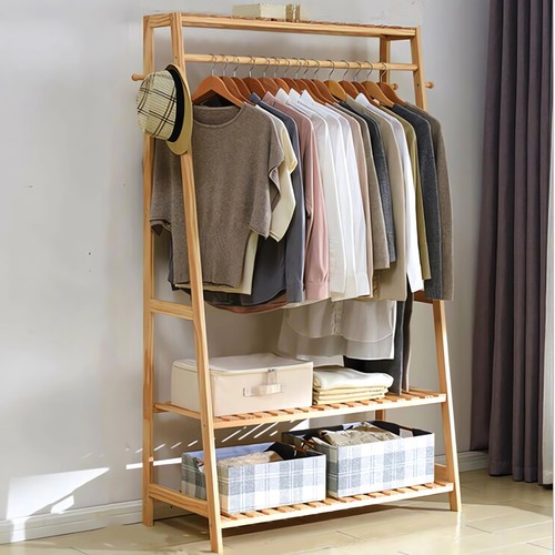 Solid bamboo clothes rail rack - solid,