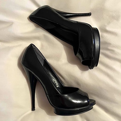 Aldo black patent leather - patent, peep