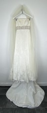 Mori Lee By Madeline Gardner Wedding Dress Lace Beaded Size 12 UK Women’s & Veil