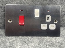 Brushed Stainless Flush Fit LAP 45A DP Cooker Control Unit With 13A Socket & LED