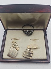 Vintage WWII Era Silver 800 Solder Ring & Cufflinks Set Africa Corps German