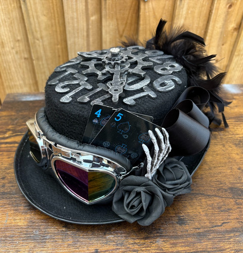 Black steampunk top hat - black,