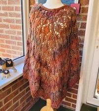 Massimo Dutti Autumn Colours Crochet Poncho - Navajo, Western Style EU Medium