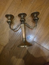 Brass Candelabra Tri 3-Candle Display Vintage Candle Holder Table Centerpiece