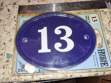 Porcelain House Number '13' in Blue