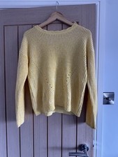 George At Asda Yellow Jumper Women Size Small 8-10 Round Scallop Neck
