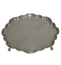 Antique Atkin Brothers Round Silver Plate Serving Tray With 4 Feet 141/2” Dia