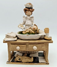 LAURA DUNN VICTORIAN BABY BATH TIME 1984. VINTAGE FIGURINE. SIGNED