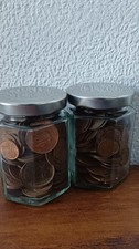 Vintage UK British Bronze Coin Jar - Mystery Job Lot of Collectable Coins.