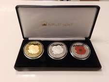Remembrance Day 2017 Poppy 3 Coin Set .925 Silver Proof £5 Crowns TDC Boxed CoA