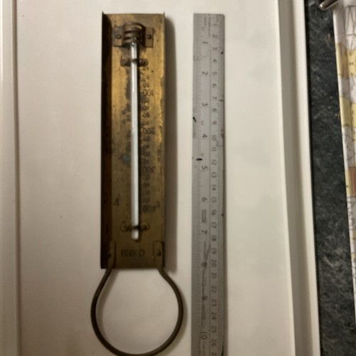 Vintage brass thermometer - vintage,