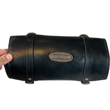 Harley-Davidson Black Leather Motorcycle Tool Bag Vintage Saddle Roll Storage