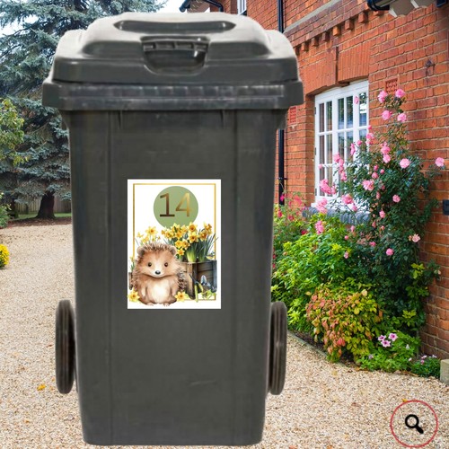 Floral hedgehog wheelie bin - a4,