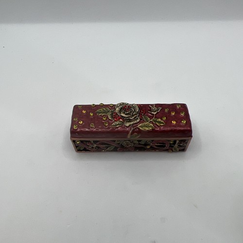 Rose enamel lipstick box red - rose,