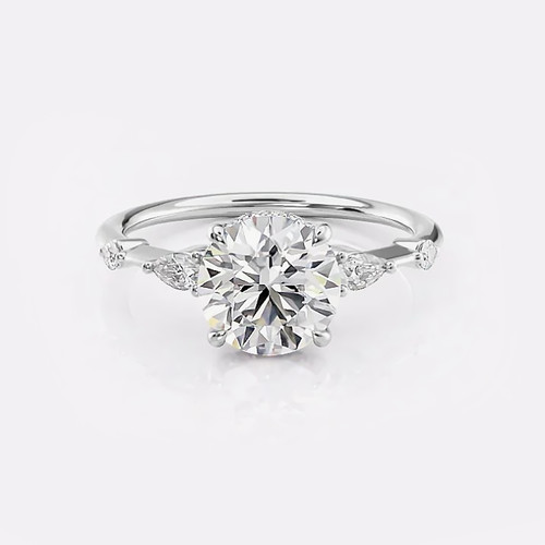 Diamond platinum ring - platinum, for