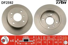 2x Brake disc solid DF2592 TRW