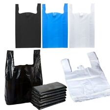 PLASTIC VEST CARRIER BAGS HIGH QUALITY BLUE/WHITE/BLACK PLASTIC BAGS WITH HANDEL