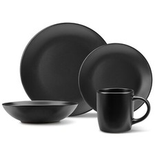 16pc Black Dinner Set, 4