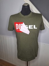 Diesel green short sleeve  peel off print logo t-shirt mens size M