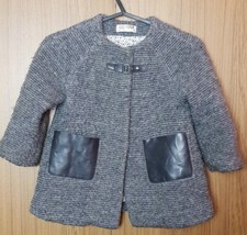Zara Baby Girl Grey Mohair/Wool Blend Butterflies Print Lined Coat  24-36 Months