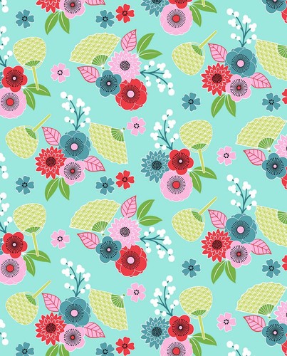 Plum blossoms cotton fabric - plum,