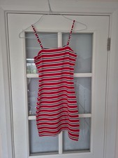 H&M Divided - Summer Beach Dress - Red, White & Black Striped - UK 12 (EUR 40)
