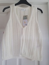 Primark Knitted Waistcoat New With Tags Cream Size L But Small Fit Size 8/10