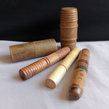 5 Wooden Sewing Needle Cases