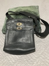 Genuine vintage Mulberry black leather messenger bag unisex