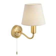 Endon- Conway - 93852 - Satin Brass Ivory IP44 Pull Cord Bathroom Wall Light