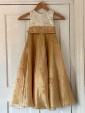 BHS girls occasionwear dress White & Gold with butterfly detail aged 6 yrs