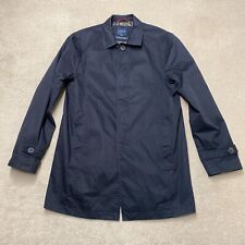 Fisk of Oslo Long Coat Medium Men's Navy Blue Buttoned Trench Pockets Norway