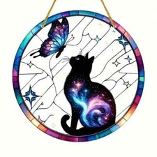 HD Cat Round Sun Catcher