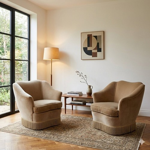 Vintage armchairs foam velvet - vintage,