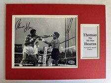 Boxing Thomas Hearns Signed 16" X 12" Double Mounted Display