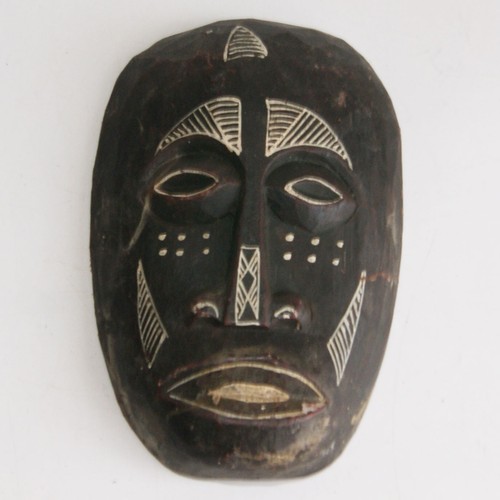 Black carved wooden mask - carved, /