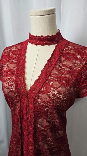 Express y2k red floral lace - red,