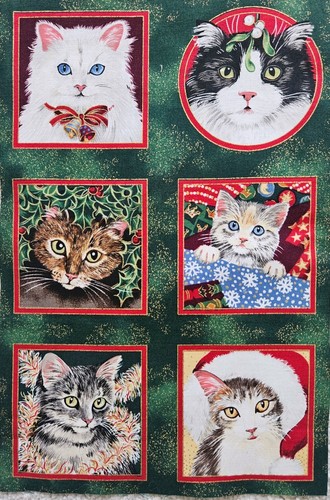 Cat christmas fabric - christmas, panel