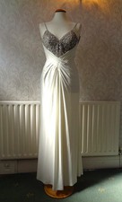 Aftershock White Sequin/Bead Long Maxi Prom/Party/Evening Dress Size XS Bust 30"