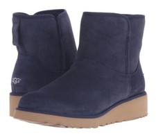 UGG® AUSTRALIA KRISTIN NAVY SUEDE WEDGE BOOTS BNWOB UK 8.5 EU 41 USA 10 RRP £175