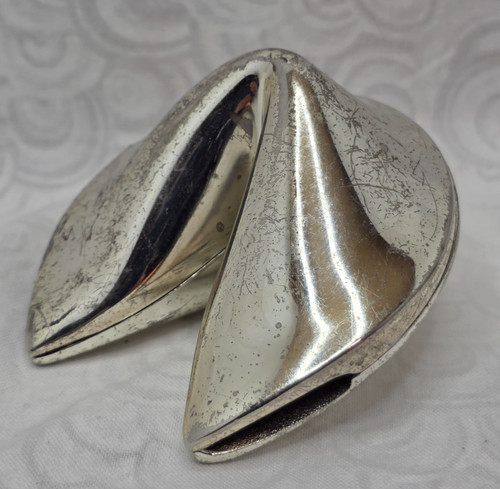 Silver plated fortune cookie - plated,