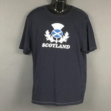 Scotland the Brave Shirt Mens 2XL Navy Blue Thistle Saltire Graphic Crewneck Tee