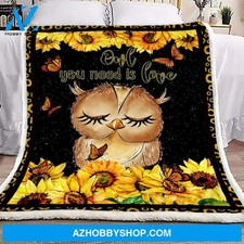 Sunflower owl fleece blanket