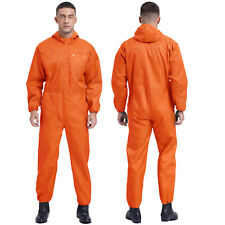 Men's Adult Work Overalls Long Sleeve Hooded Zip-up Jumpsuits Dustproof UK