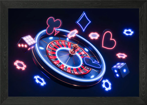 Roulette casino table framed - table,