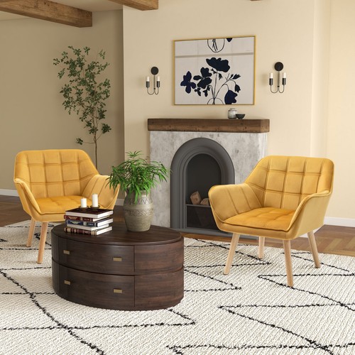 Set velvet accent chairs - of,